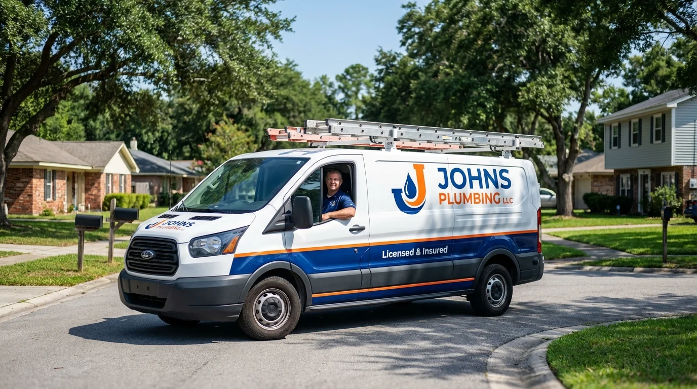 Johns Plumbing LLC service van in Fort Payne, AL