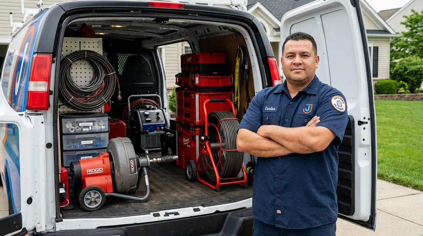 Professional drain cleaning equipment and Johns Plumbing LLC plumber in Fort Payne