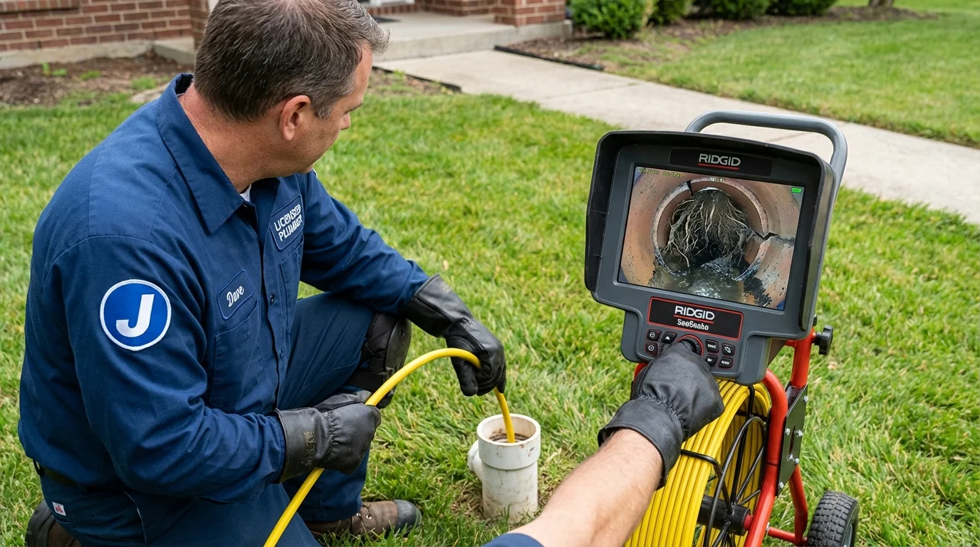 Sewer camera inspection being performed by Johns Plumbing LLC in Fort Payne