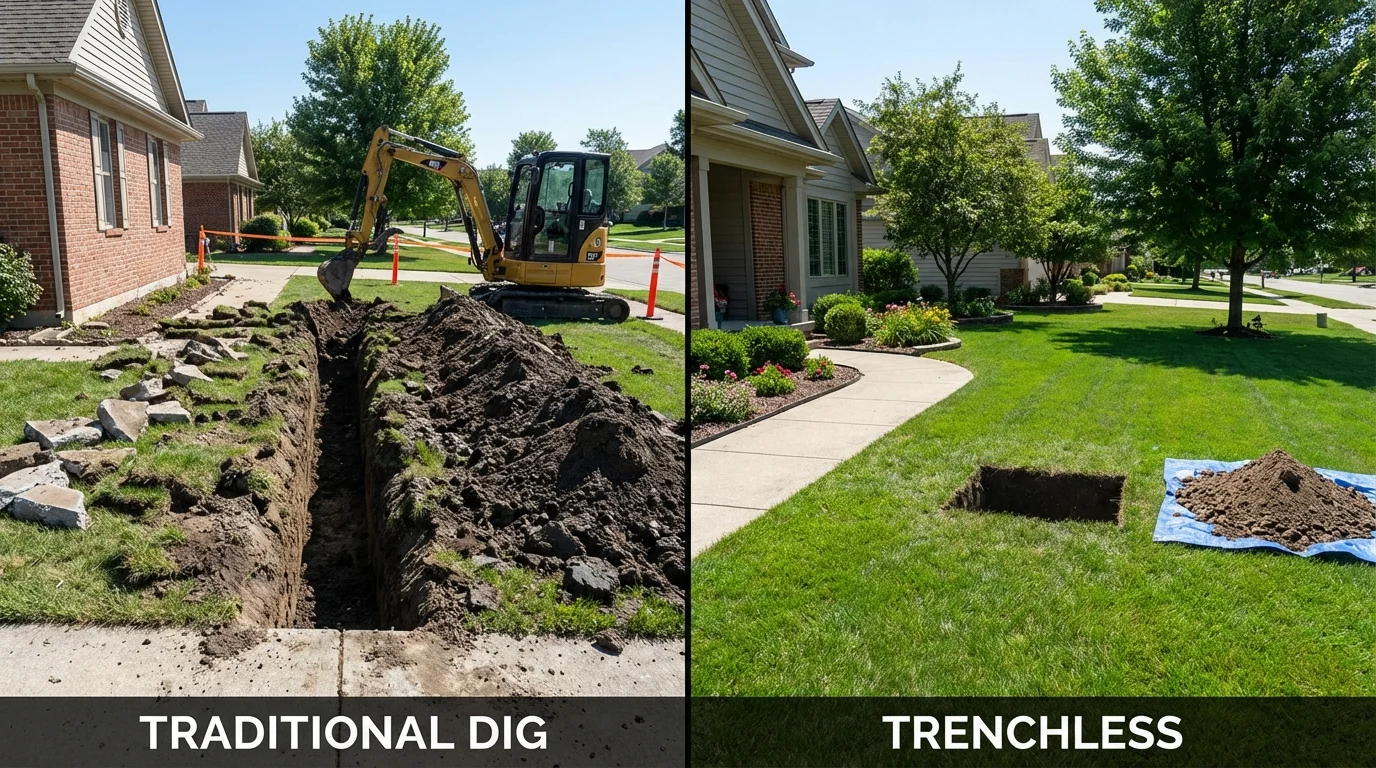 Trenchless sewer repair with minimal yard damage versus traditional excavation in Fort Payne, AL